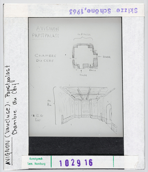 Vorschaubild Avignon: Papstpalast, Chambre du Cerf, Skizze Schöne 1963 